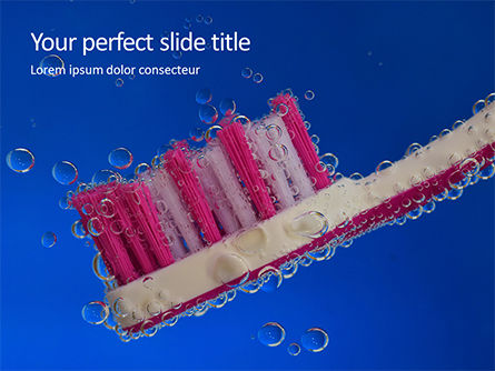 Plastic Toothbrush Under Water with Bubbles Presentation, Free PowerPoint Template, 16468, Medical — PoweredTemplate.com