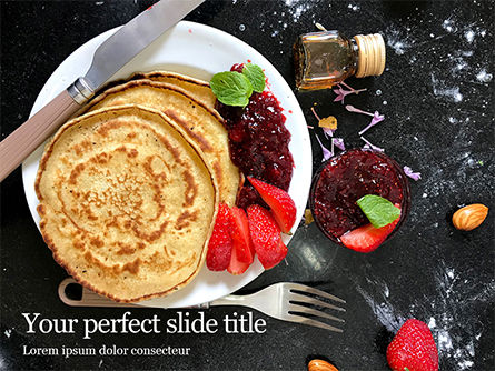 pancakes with jam - 無料PowerPointテンプレート, 無料 PowerPointテンプレート, 16478, Food & Beverage — PoweredTemplate.com