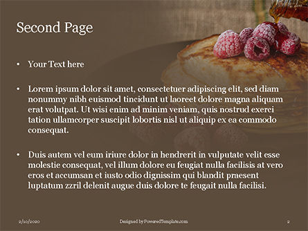 Pancakes raspberry presentation Kostenlose PowerPoint Vorlage, Folie 2, 16485, Food & Beverage — PoweredTemplate.com