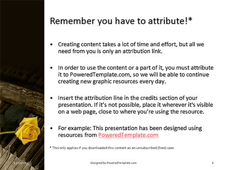 yellow rose on piano keys presentation - 無料PowerPointテンプレート, スライド 3, 16490, Art & Entertainment — PoweredTemplate.com