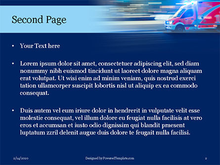 Modello PowerPoint Gratis - Ambulance running with lights and sirens on a street presentation, Slide 2, 16507, Medico — PoweredTemplate.com