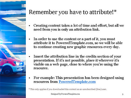 Templat PowerPoint Gratis Ambulance Running With Lights And Sirens On A Street Presentation, Slide 3, 16507, Medis — PoweredTemplate.com