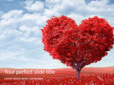 A Red Heart Shaped Tree Presentation, PowerPoint Template, 16519, Holiday/Special Occasion — PoweredTemplate.com