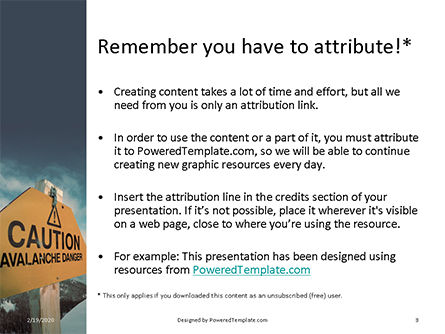 무료 파워포인트 템플릿 - warning sign of avalanche danger presentation, 슬라이드 3, 16527, 자연 및 환경 — PoweredTemplate.com