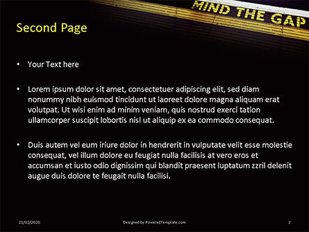 "mind the gap" inscription presentation Kostenlose PowerPoint Vorlage, Folie 2, 16538, Autos und Transport — PoweredTemplate.com