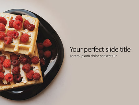 waffles with raspberries presentation - 無料PowerPointテンプレート, 無料 PowerPointテンプレート, 16545, Food & Beverage — PoweredTemplate.com