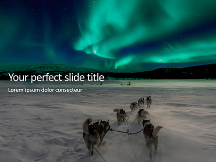 무료 파워포인트 템플릿 - northern lights excursion with dog sledding in the arctic wilderness presentation, 무료 파워 포인트 템플릿, 16561, 자연 및 환경 — PoweredTemplate.com