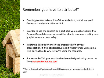 Modello PowerPoint Gratis - Toy wooden house in the grass presentation, Slide 3, 16563, Generale — PoweredTemplate.com