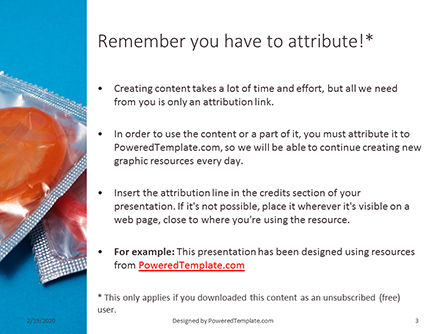무료 파워포인트 템플릿 - two condom packs on a blue background presentation, 슬라이드 3, 16565, 의학 — PoweredTemplate.com