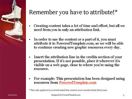 Plantilla de PowerPoint - hanged pair of white leather figure skates on red wall presentation, Diapositiva 3, 16568, Deportes — PoweredTemplate.com