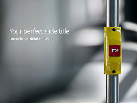 무료 파워포인트 템플릿 - red stop button in public transport presentation, 무료 파워 포인트 템플릿, 16569, 자동차 및 교통수단 — PoweredTemplate.com