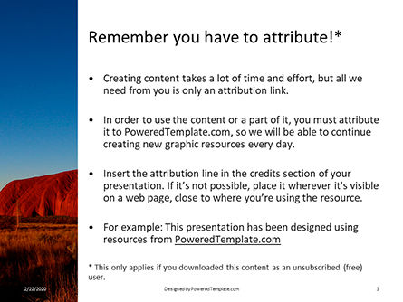 Uluru ayers rock by sunset presentation免费PowerPoint模板, 幻灯片 3, 16571, 自然与环境 — PoweredTemplate.com