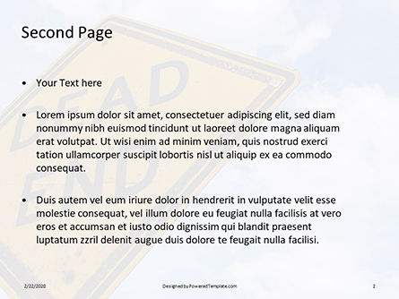Modèle PowerPoint gratuit de dead end sign against blue cloudy sky presentation, Diapositive 2, 16572, Voitures / Transport — PoweredTemplate.com