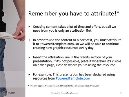 Templat PowerPoint Gratis Poor Man In Jeans With Empty Pockets Presentation, Slide 3, 16576, Bisnis — PoweredTemplate.com