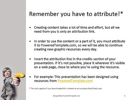 Modello PowerPoint Gratis - Man in a suit holding banana like a gun presentation, Slide 3, 16580, Food & Beverage — PoweredTemplate.com