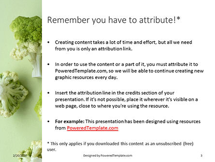 Broccoli on green background presentation免费PowerPoint模板, 幻灯片 3, 16581, Food & Beverage — PoweredTemplate.com