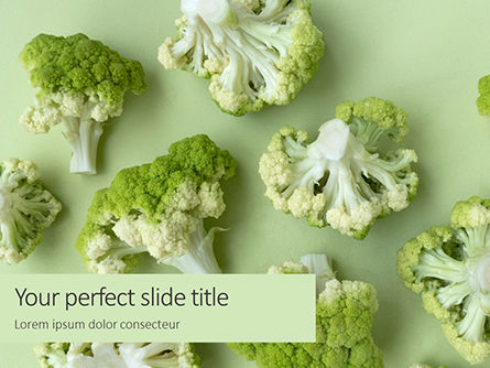 broccoli on green background presentation - 無料PowerPointテンプレート, 無料 PowerPointテンプレート, 16581, Food & Beverage — PoweredTemplate.com