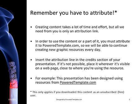 Modèle PowerPoint gratuit de burning cigarette with smoke on black background presentation, Diapositive 3, 16582, Médical — PoweredTemplate.com