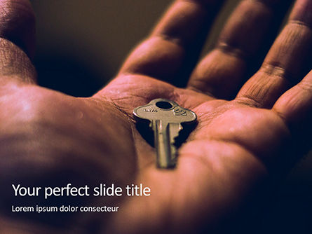 Key in Open Hand Palm Presentation, Free PowerPoint Template, 16585, Business Concepts — PoweredTemplate.com
