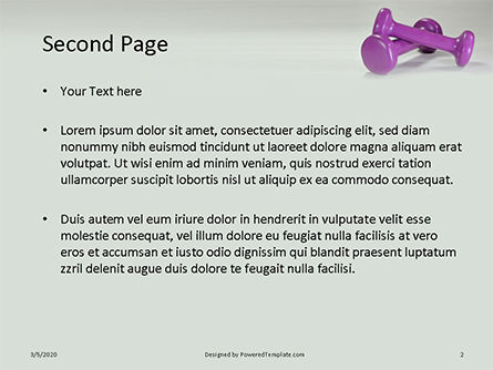Modello PowerPoint Gratis - Two pink fitness dumbbells presentation, Slide 2, 16596, Sport — PoweredTemplate.com