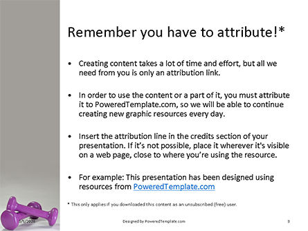 two pink fitness dumbbells presentation - 無料PowerPointテンプレート, スライド 3, 16596, スポーツ — PoweredTemplate.com