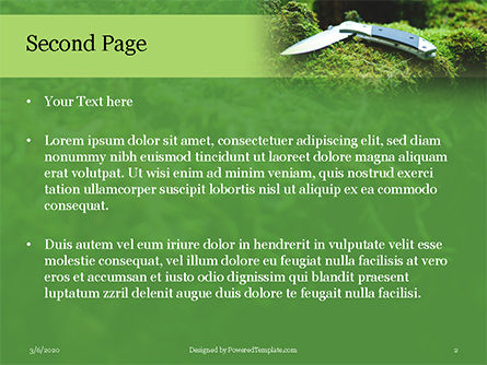Bushcraft survival knife presentation Kostenlose PowerPoint Vorlage, Folie 2, 16597, Natur & Umwelt — PoweredTemplate.com