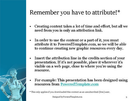 Plantilla de PowerPoint gratis - 3d rendering of a female robot presentation, Diapositiva 3, 16598, Tecnología y ciencia — PoweredTemplate.com