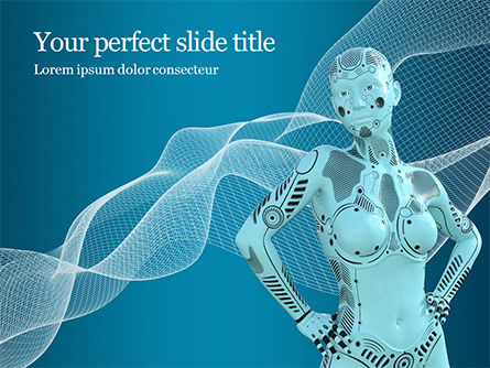 3d rendering of a female robot presentation免费PowerPoint模板, 免费 PowerPoint模板, 16598, 技术与科学 — PoweredTemplate.com