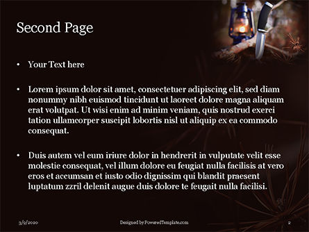 Modello PowerPoint Gratis - Hunting knife and kerosene lamp presentation, Slide 2, 16606, Natura & Ambiente — PoweredTemplate.com