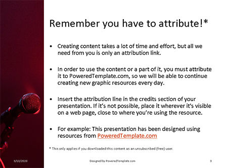 Modello PowerPoint Gratis - Microphone on a stand up comedy stage presentation, Slide 3, 16615, Art & Entertainment — PoweredTemplate.com