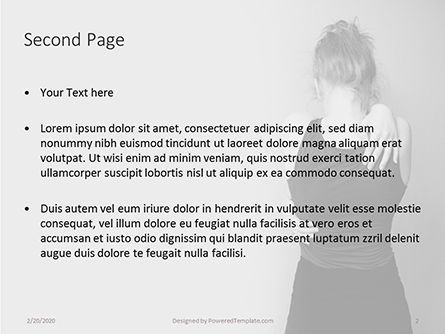 Modèle PowerPoint gratuit de back of a female hugs herself presentation, Diapositive 2, 16618, Mensen — PoweredTemplate.com