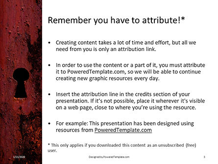 Plantilla de PowerPoint gratis - keyhole in a rusty gate presentation, Diapositiva 3, 16628, Abstracto / Texturas — PoweredTemplate.com