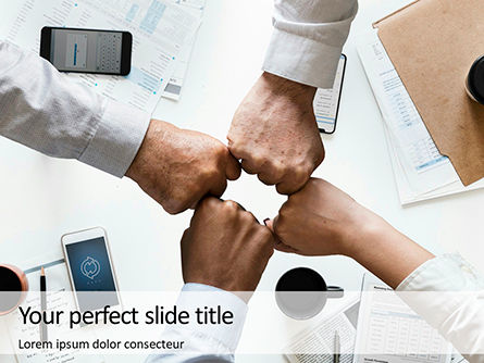 Four Fist Bump in Business Meeting Presentation, Free PowerPoint Template, 16629, Business Concepts — PoweredTemplate.com