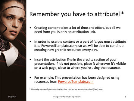 Templat PowerPoint Gratis Futuristic Female Android Presentation, Slide 3, 16634, Teknologi dan Ilmu Pengetahuan — PoweredTemplate.com