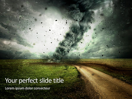 Large Tornado Over the Meadow Presentation, Free PowerPoint Template, 16639, Nature & Environment — PoweredTemplate.com
