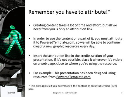 Green Pedestrian Traffic Light Presentation Gratis Powerpoint Template, Dia 3, 16649, Auto's/Vervoer — PoweredTemplate.com