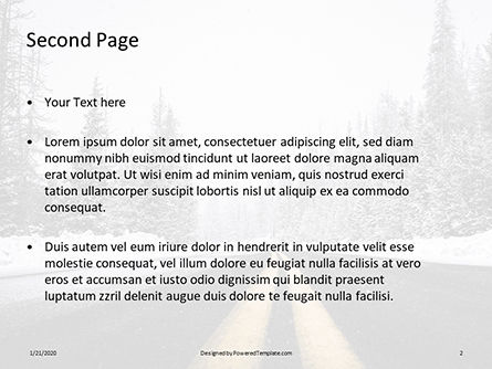 Low Angle View Of Stripes On Snowy Mountain Road Presentation Gratis Powerpoint Template, Dia 2, 16651, Natuur & Milieu — PoweredTemplate.com