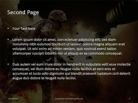 Modello PowerPoint Gratis - Smoke and explosions of shells on a battle filed presentation, Slide 2, 16652, Militare — PoweredTemplate.com