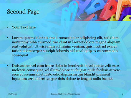 Multi-colored plastic clothespins presentation Kostenlose PowerPoint Vorlage, Folie 2, 16654, Allgemein — PoweredTemplate.com