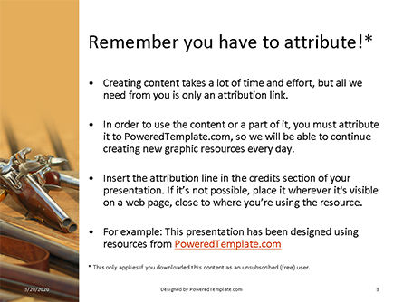 Modèle PowerPoint gratuit de old wooden guns and pistols presentation, Diapositive 3, 16663, Militaire — PoweredTemplate.com