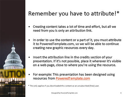 Templat PowerPoint Gratis Us Capitol Hill During Nighttime With Caution Tape Presentation, Slide 3, 16664, Amerika — PoweredTemplate.com