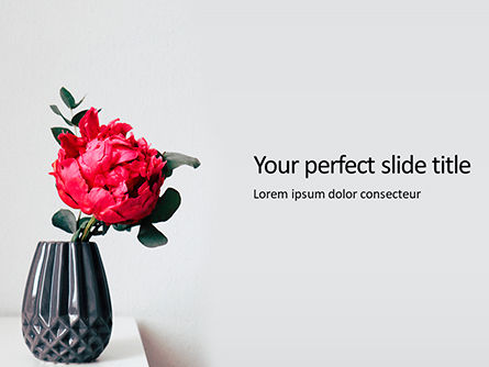 beautiful red flower in vase presentation - 無料PowerPointテンプレート, 無料 PowerPointテンプレート, 16670, 休日／特別行事 — PoweredTemplate.com
