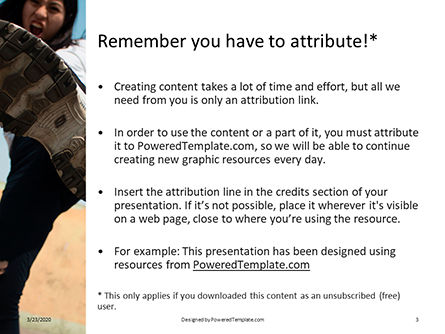 Low angle view of kicking person presentation Kostenlose PowerPoint Vorlage, Folie 3, 16685, Menschen — PoweredTemplate.com