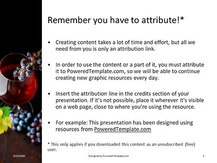 Modello PowerPoint Gratis - A glass of red wine and grapes presentation, Slide 3, 16689, Food & Beverage — PoweredTemplate.com