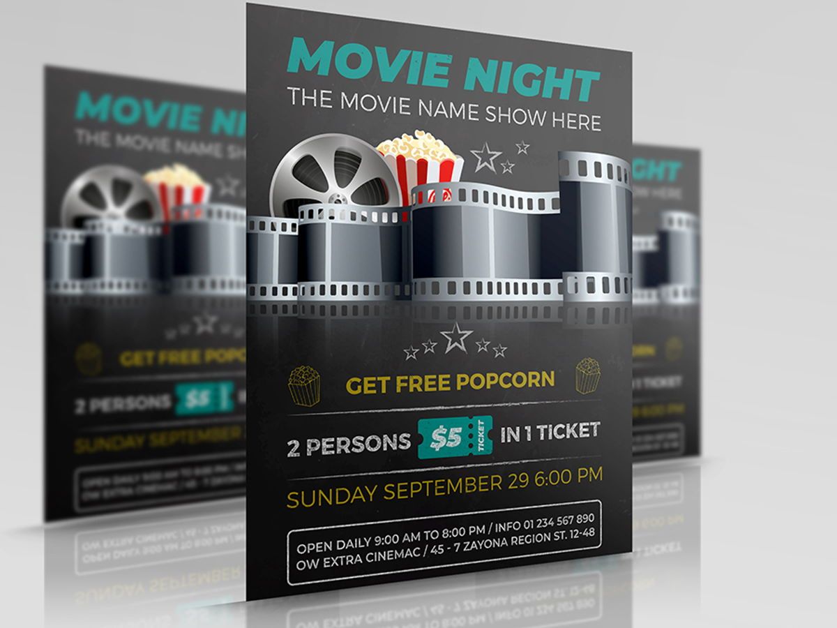 Movie Night - Movie Time Flyer Template  Flyer  OWPictures With Movie Flyer Template Word