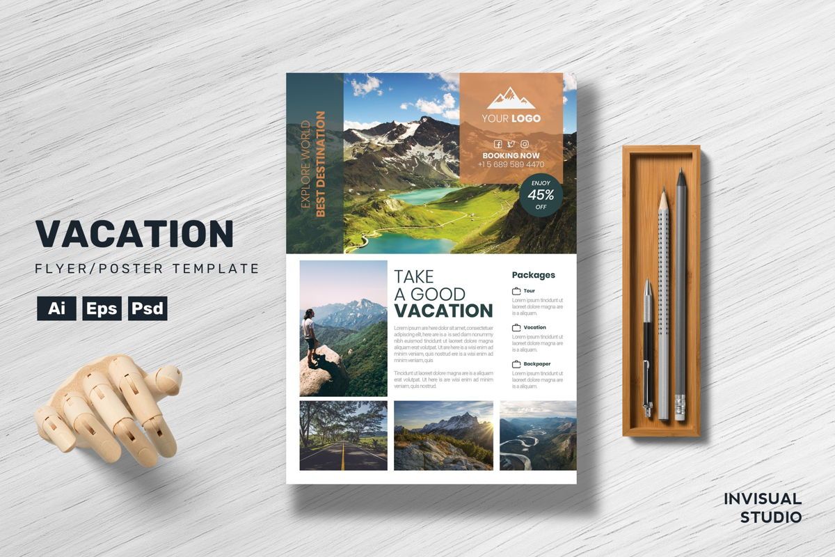 Vacation Flyer Template  Flyer  Invisual Studio Within Vacation Flyer Template