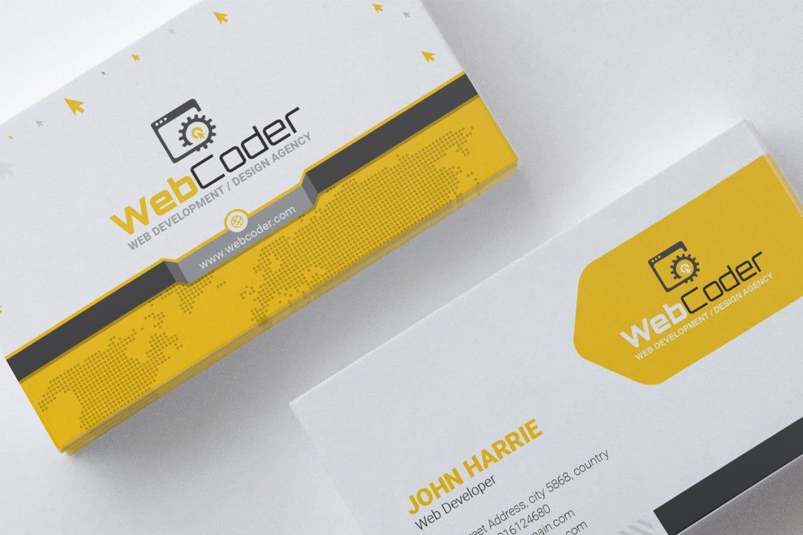 WebCoder Business Card for Web Design and Development Agency Inside Web Design Business Cards Templates