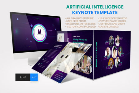 Artificial Intelligence Keynote Template, 苹果主题演讲模板, 10922, 商业 — PoweredTemplate.com