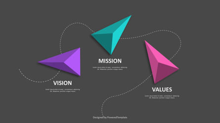 3 Pyramids Concept for Vision Mission and Values, Dia 3, 10960, 3D — PoweredTemplate.com