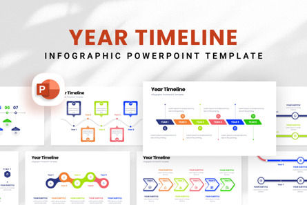 Year Timeline - Infographic PowerPoint Template, Modello PowerPoint, 10982, Lavoro — PoweredTemplate.com